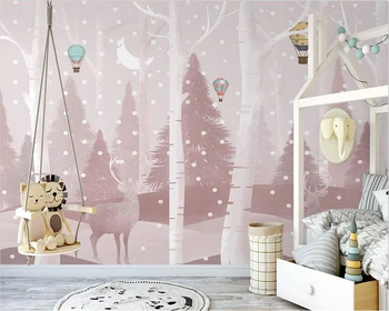 beibehang de papel parede Meri sodobnem new Nordic roza gozdu elk otroški sobi celotna hiša sliko za ozadje