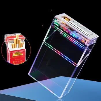 Ustvarjalno Vzdušje Luči, Pregledno Cigaret Primeru Lažji, 20-pack-gnome Cigaret Primeru, USB, Polnjenje Cigaretni Vžigalnik