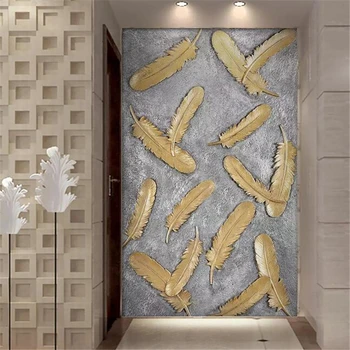 wellyu ozadje po Meri 3D photo freske Nordijska teksturo ustvarjalne zlato pero vhod Koridor dekorativni 3d ozadje, freska