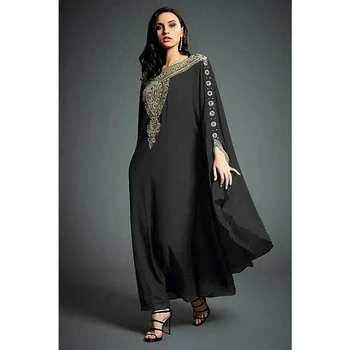 Črna Maroški Dubaj Kaftane Farasha Abaya Obleko Zelo v Modi Dolge Evropski in Ameriški Modni Trendi