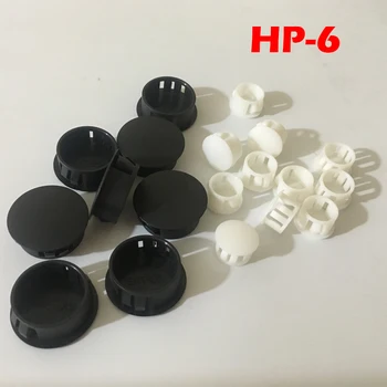 100 kozarcev HP-6 6 MM Premer Črna Bela Plastika Plastika Premer Koncu Skp Grommet Potisnite Gumb za Zaklepanje Pokrova Plošča Izvrtajte Luknjo Plug