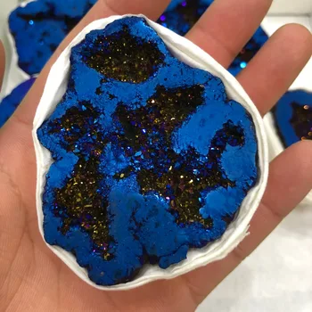 Blue Angel Aura Quartz Crystal geode Titana Bizmut Silicij Gruče Mavrica reiki zdravljenje