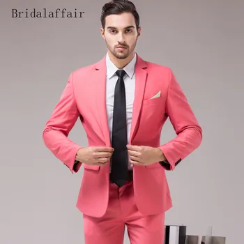Bridalaffair (Jakne+Hlače) Moda Obleko Moških, določene Roza Moški Klasični Jopičem Formalno Mens Ženina Maturantski Poročna Obleka, Obleke, 2 kos