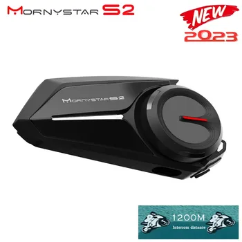 2023 Mornystar S2 Čelada Slušalke Motocikel Interkom Nepremočljiva Bluetooth 5.1 DSP za Zmanjšanje Hrupa, 2 Rider Komunikacije, MP3, GPS