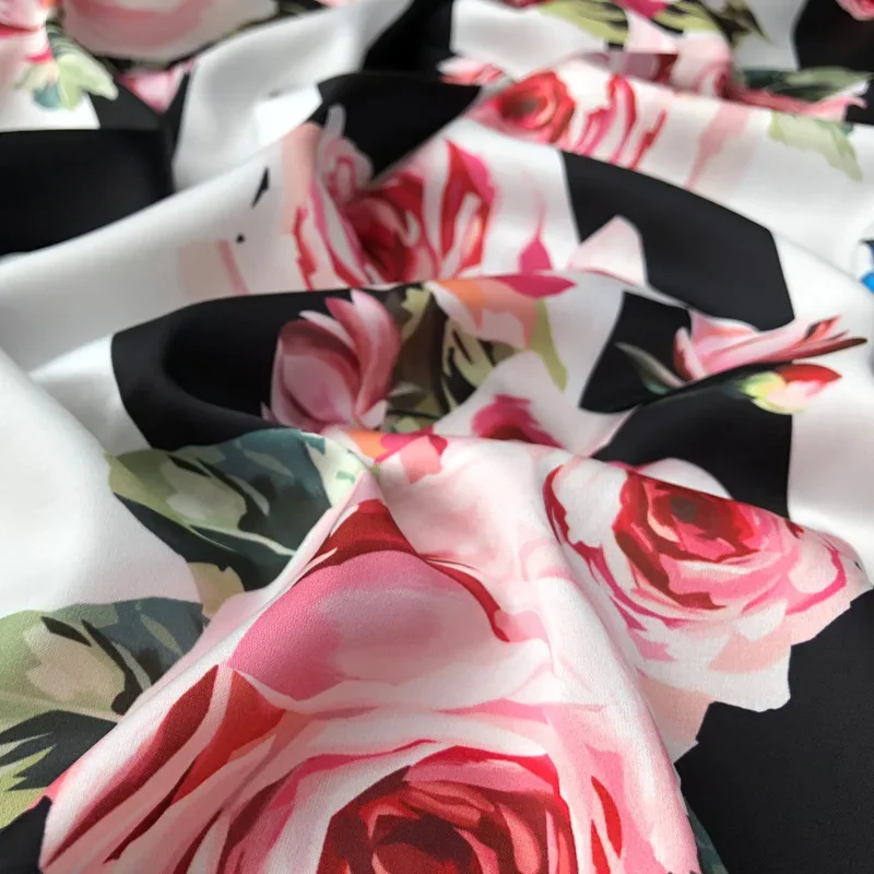 Črtasto Tiskane Tkanine Meter Digitalni Tisk Shirt Obleko Rose Tkanina Ročno izdelan Modni DIY Tkanine Debelo Krpo Poliester