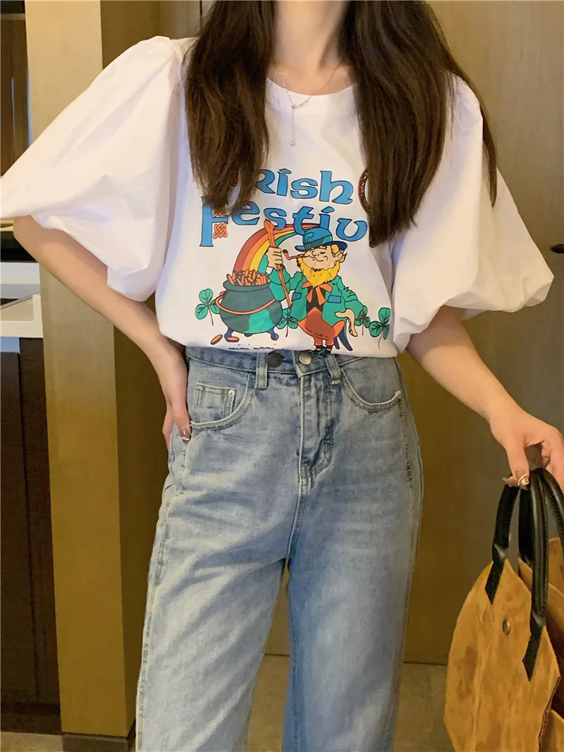 Ženske T-majice, Vrhovi Japonski Kawaii Ulzzang Svoboden Risanka Priložnostne Ins Retro Tshirt Ženske korejski Harajuku Oblačila Za Ženske